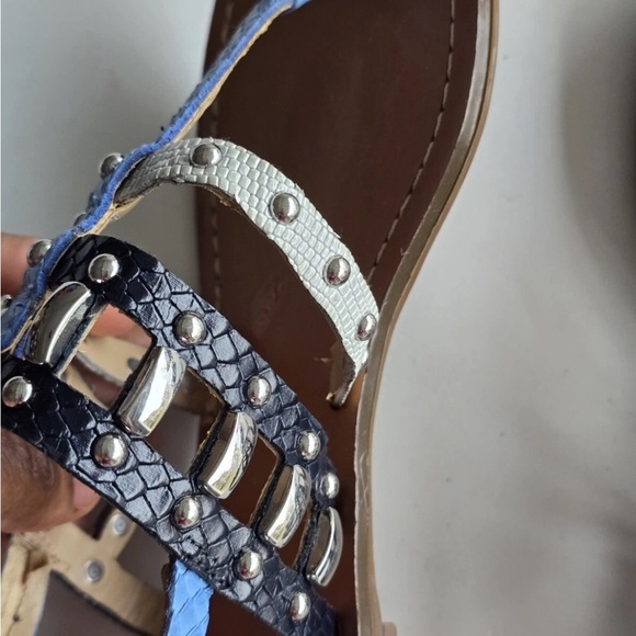 Antonio Melani Sandals Women 9M Mixed Print Buckle Studded Leather Excellent - Picture 11 of 14